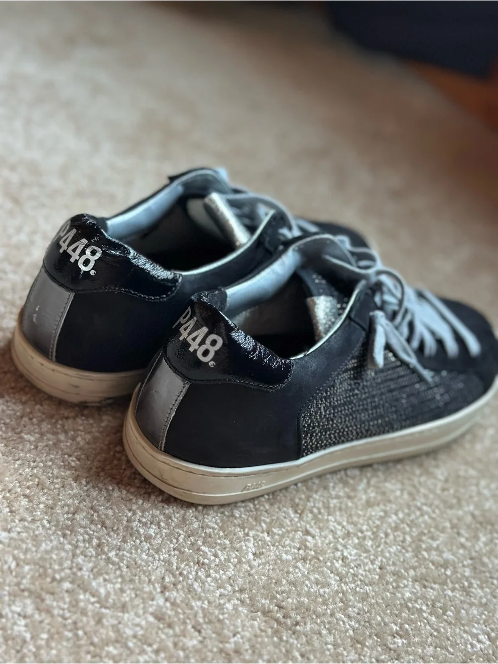 P448 Black Sneakers with Gray Laces